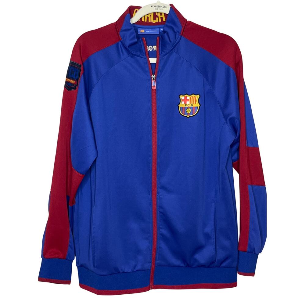 FC Barcelona Football Club Blue Maroon Track Jacket Full Men Small Size G